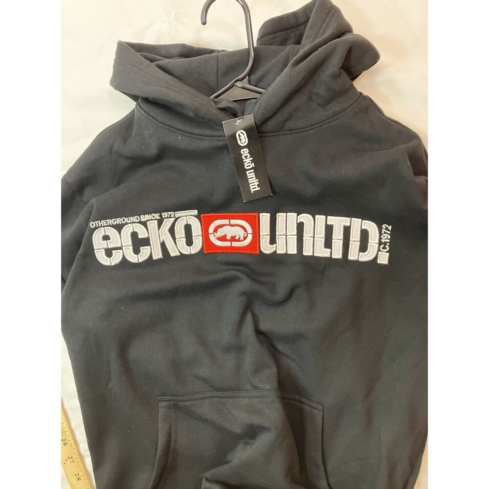 Ecko Unltd Hoodie Mens Small Black Pullover Sweatshirt Rhino Logo Streetwear New - Picture 3 of 8